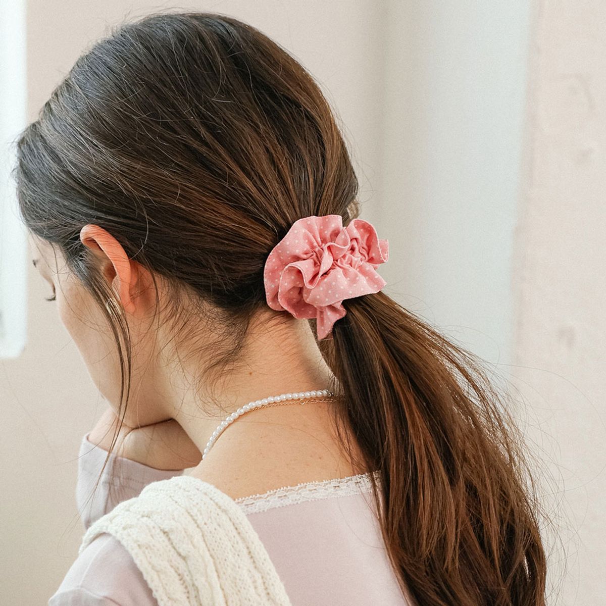 던드롭(DUNDROP) DD_Polka dot volume scrunchie_2color