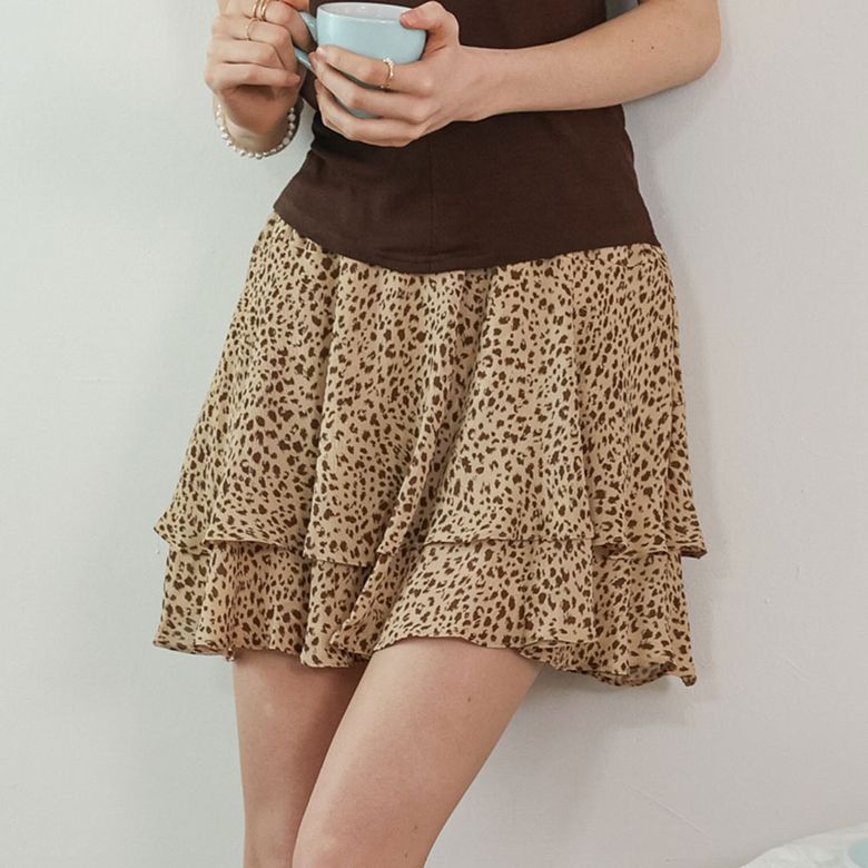 DD_Leopard print ruffle mini skirt_2color