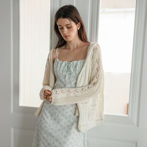 DD_Pointelle knit v neck cardigan_2color