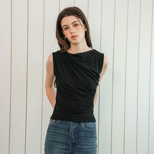 DD_Shirring drape sleeveless top_3color