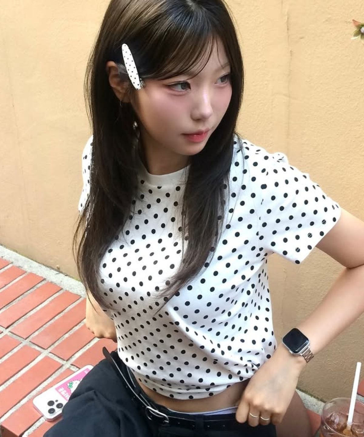 로긴 앤 로지(ROGIN N ROSIE) Logo Point Dotted T-shirt White