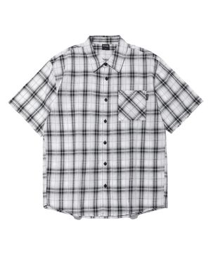 원 포켓 오버 체크 반팔 셔츠 LQ2YU342_WHITE
