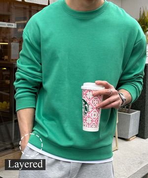 모노 보들보들 레이어드 맨투맨 [M-6XL]