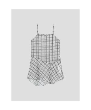 체크 프린트 미니 원피스  애쉬