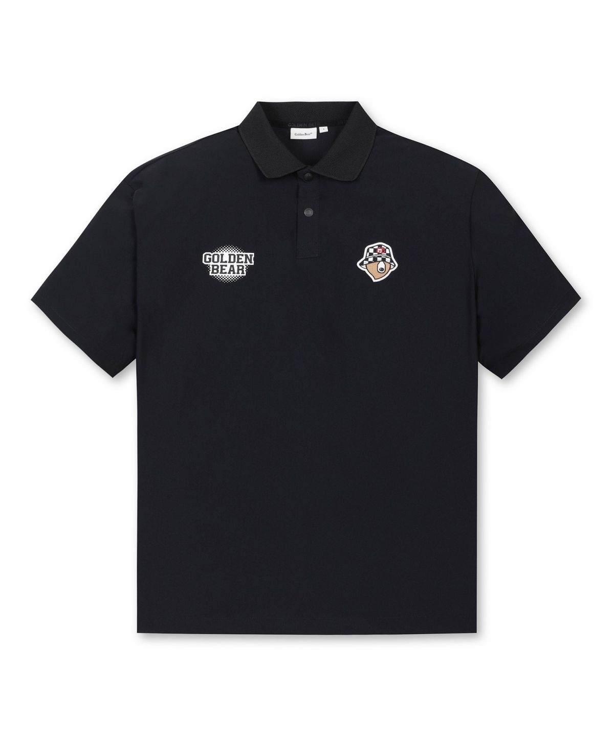 골든베어(GOLDEN BEAR) (M) Checker board patterned Logo Collar T-shirt G4TAM26411BKX