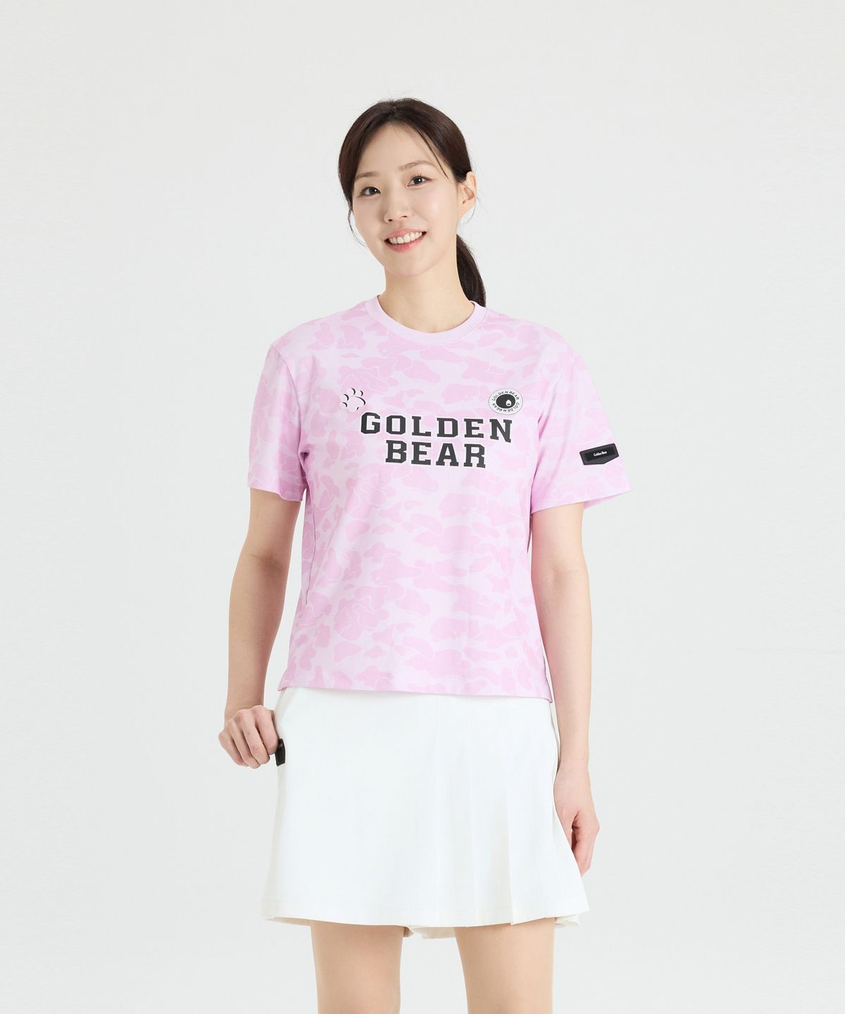 골든베어(GOLDEN BEAR) (W) Camo Chest Logo Whole Print T-shirt G5TAM26222PIX