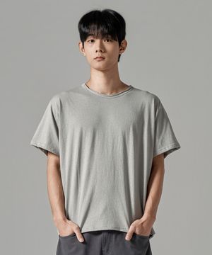 M1087 컷오프 라운드 반팔 티셔츠_애쉬 그레이