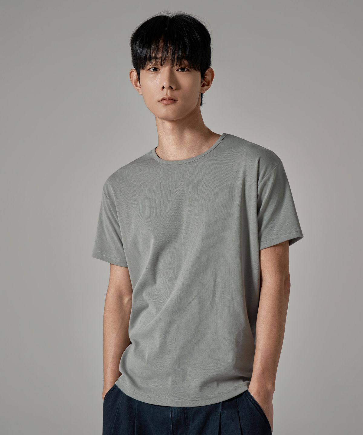 와르(WAAR) M1089 데일리 머슬핏 기능성 반팔 티셔츠_라이트 그레이