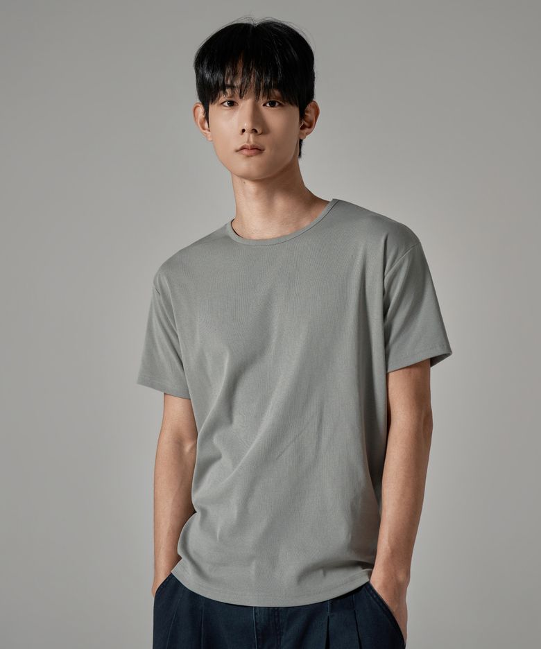 M1089 데일리 머슬핏 기능성 반팔 티셔츠_라이트 그레이