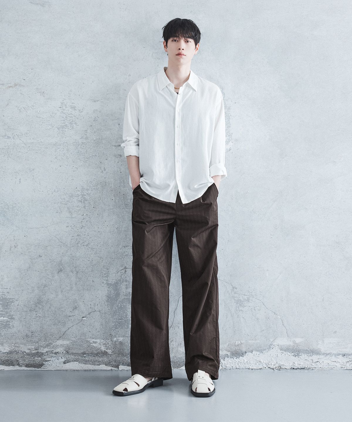 드로우핏(DRAW FIT) 러슬 스트라이프 밴딩 팬츠 [BROWN]