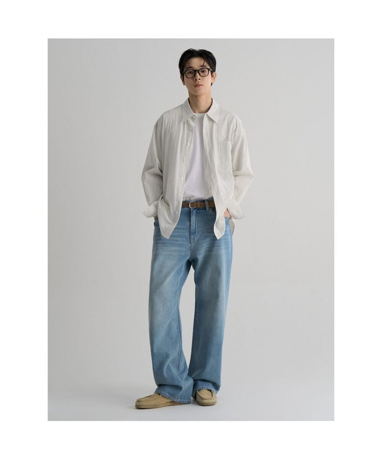경량 에센셜 와이드핏 데님 팬츠  스카이 블루