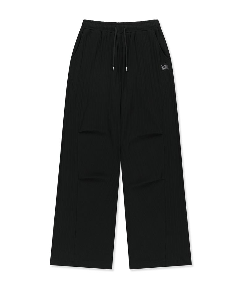 W RIB MIXED PANTS - BLACK