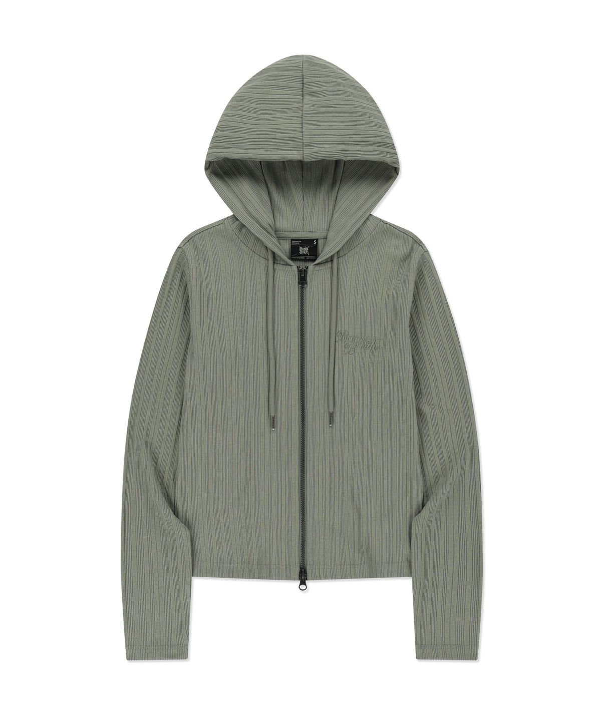 브라운브레스(BROWNBREATH) W SLIM FIT RIB HOOD ZIP-UP - KHAKI