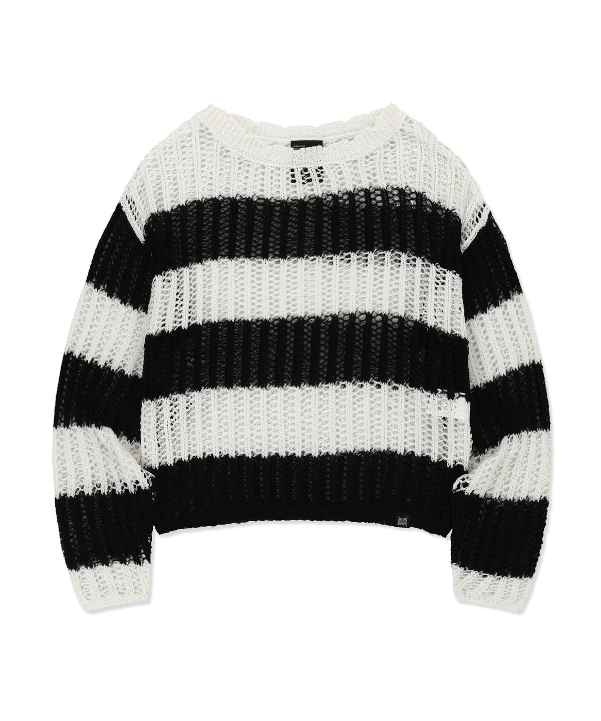 브라운브레스(BROWNBREATH) W STRIPE NET KNIT - BLACK