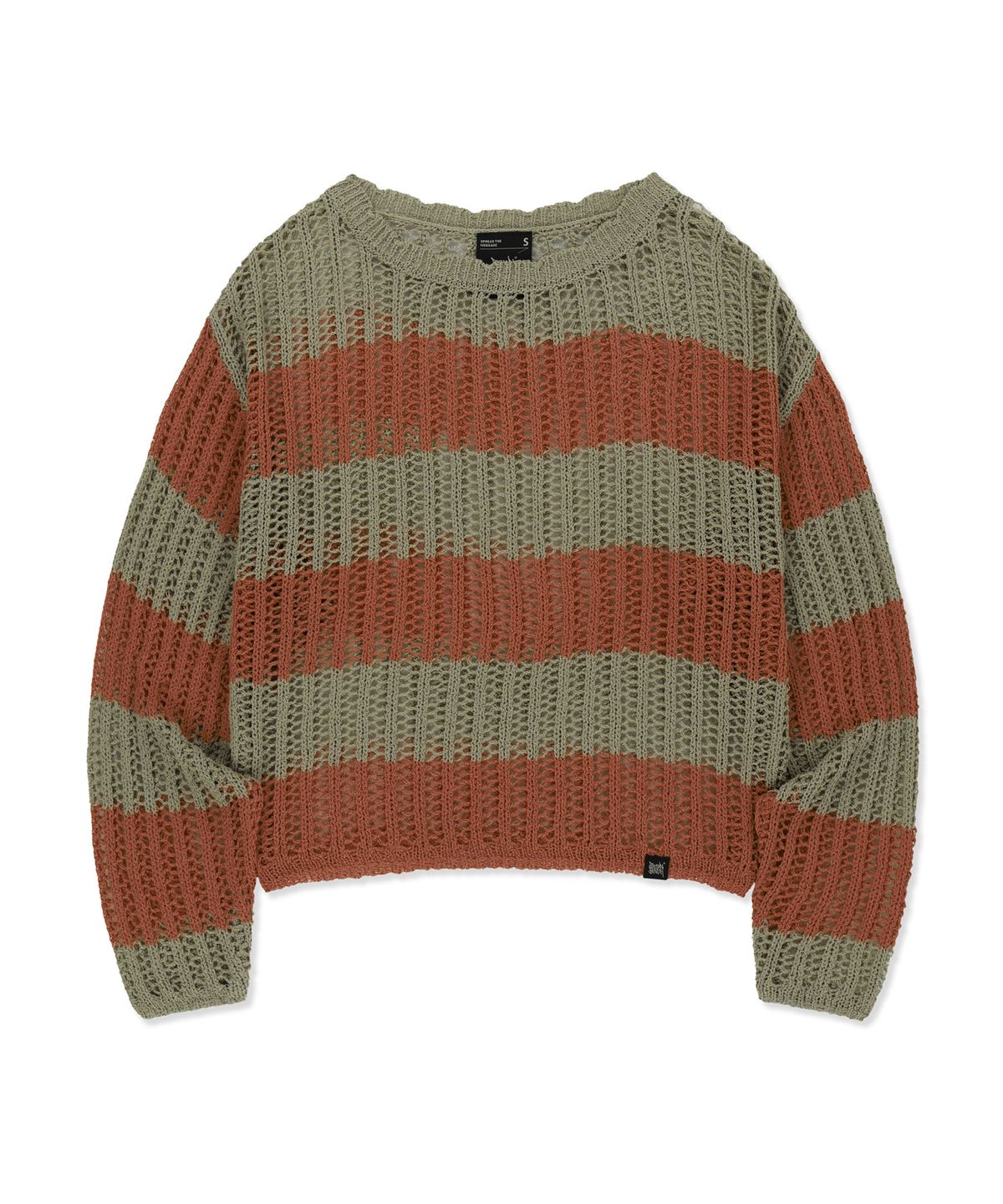 브라운브레스(BROWNBREATH) W STRIPE NET KNIT - RED ORANGE