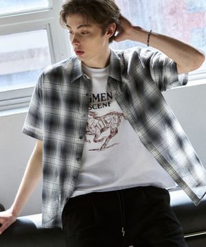 [크롭] 루가노 체크 하프 셔츠 [GREY]