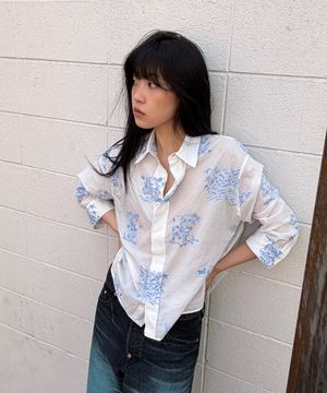 여성 겐조 카툰 3/4 슬리브 셔츠_K265AWIC01WHA