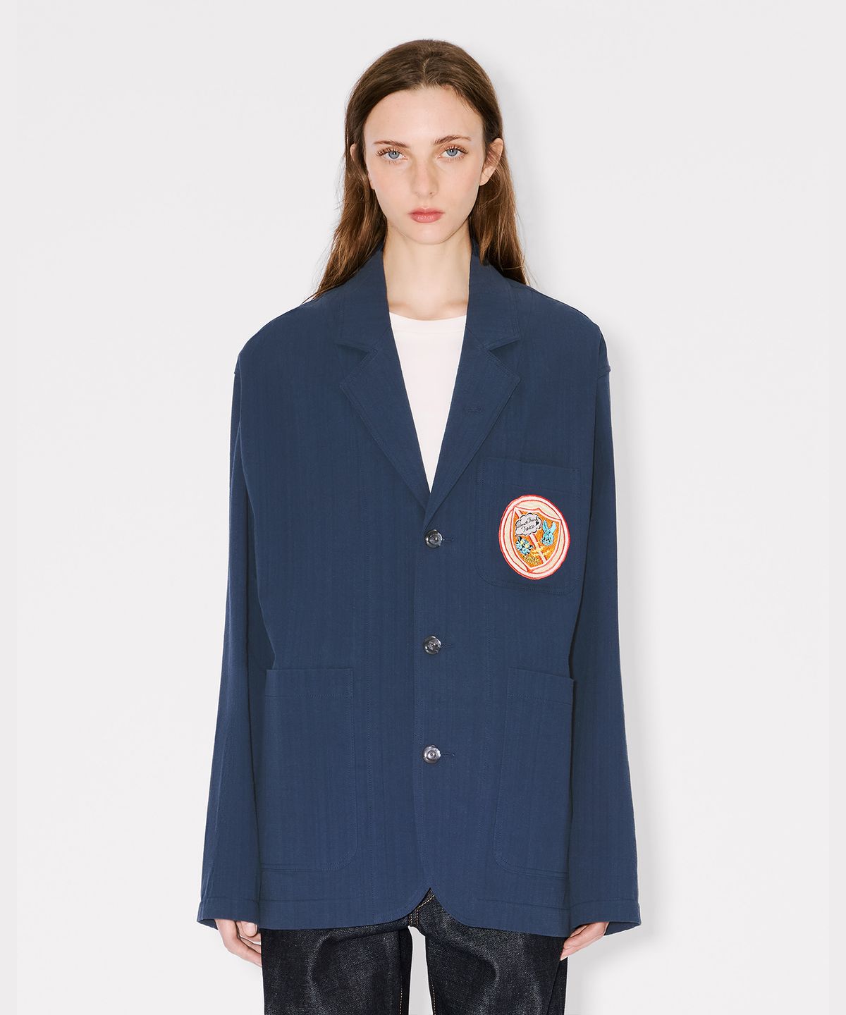 겐조(KENZO) 여성 겐조 뱃지 워크웨어 자켓_K265AWJB01NYX