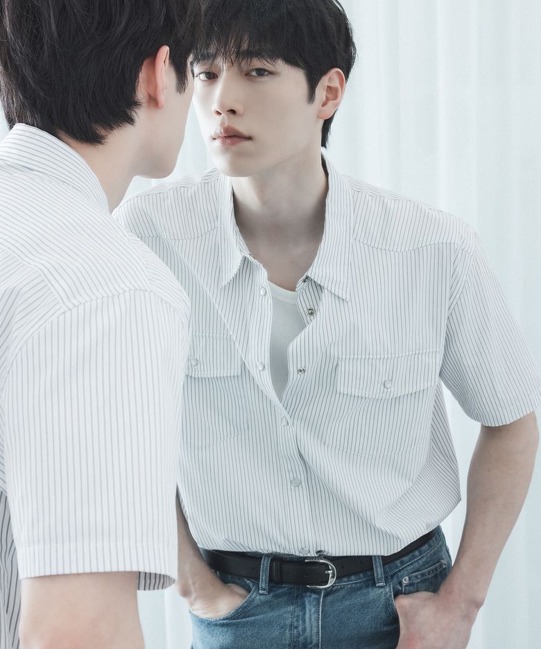 [서강준 PICK] 세이건 스트라이프 하프 웨스턴 셔츠 [WHITE]