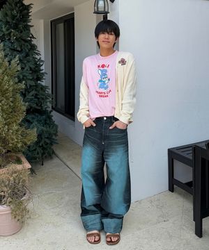 남성 보케 하트 턴 업 와이드 핏 진_K265AMP701BLB