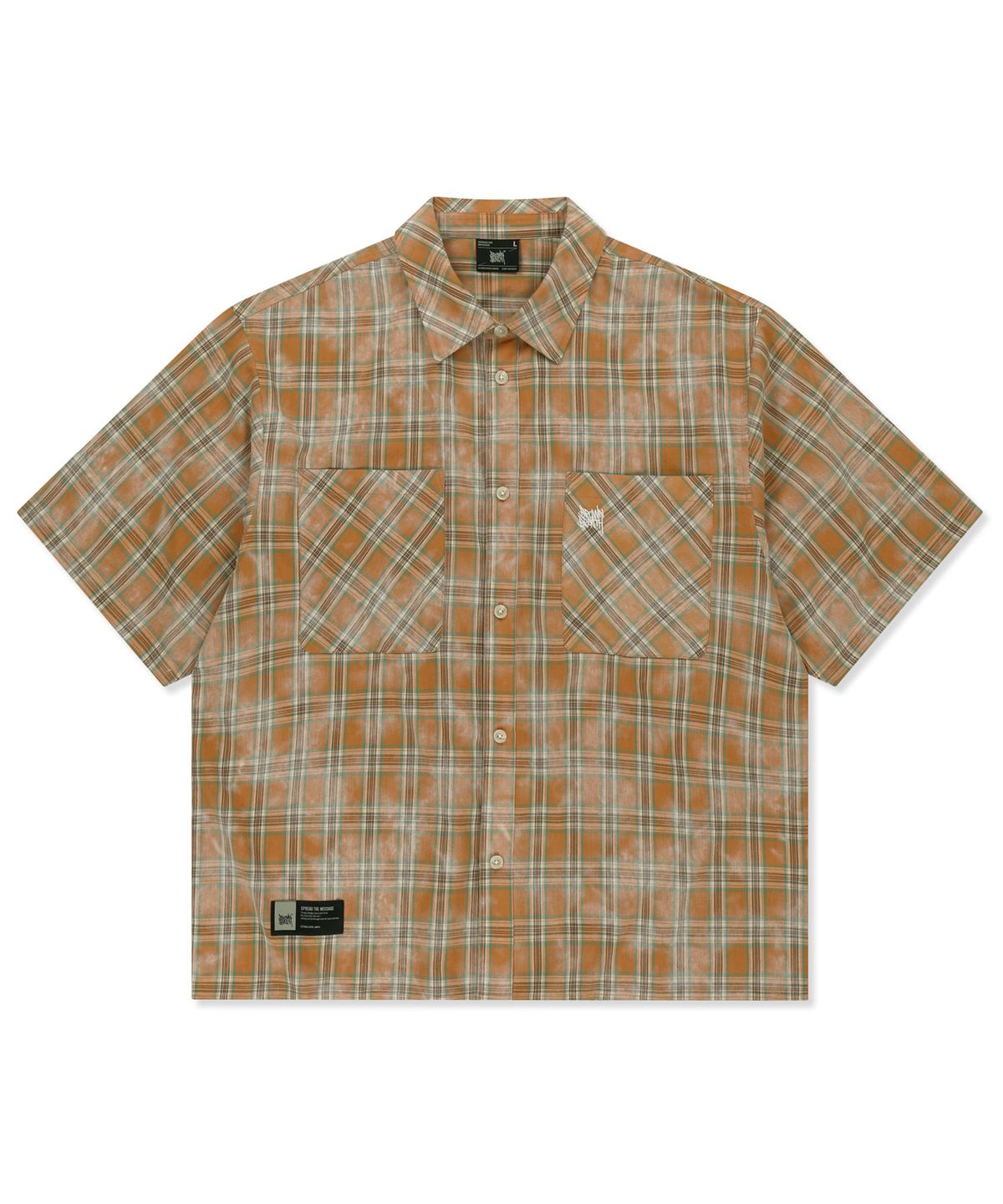 브라운브레스(BROWNBREATH) CHECK TAG SHIRTS - ORANGE