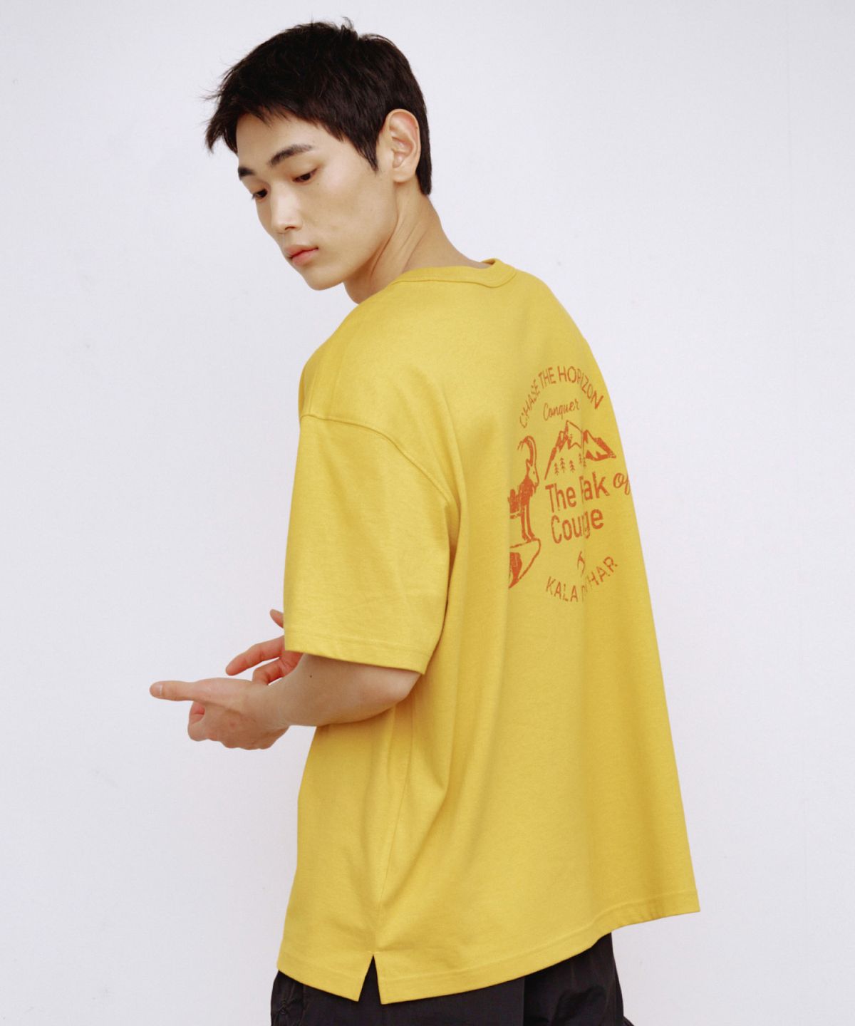 칼라파타르(KALAPATTHAR) BACK DEER GRAPHIC SHORT-SLEEVED T-SHIRT - YELLOW