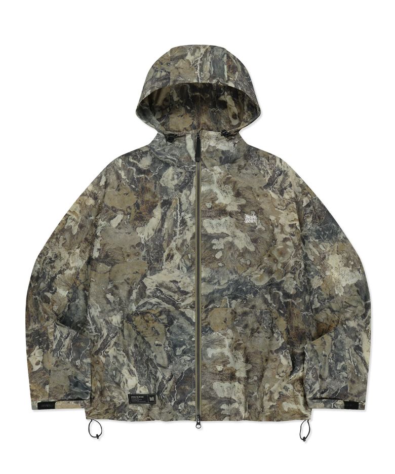 EARTH PATTERN WINDBREAKER JACKET - BEIGE