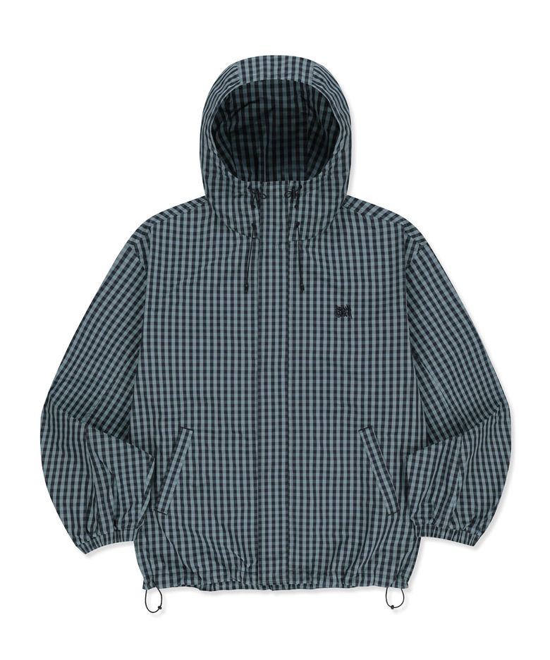 CHECK WINDBREAKER JACKET - BLUE