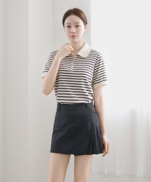 JS 집업 카라 반팔 티셔츠_블루