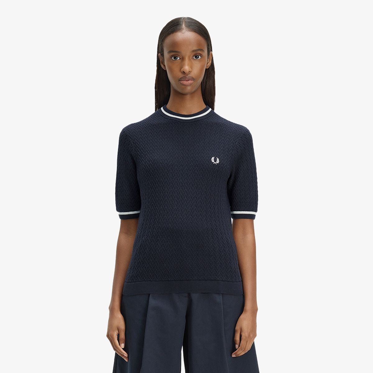 프레드페리(FRED PERRY) [Womens] 텍스쳐드 니트 탑 - 네이비 AFPF2612131-608