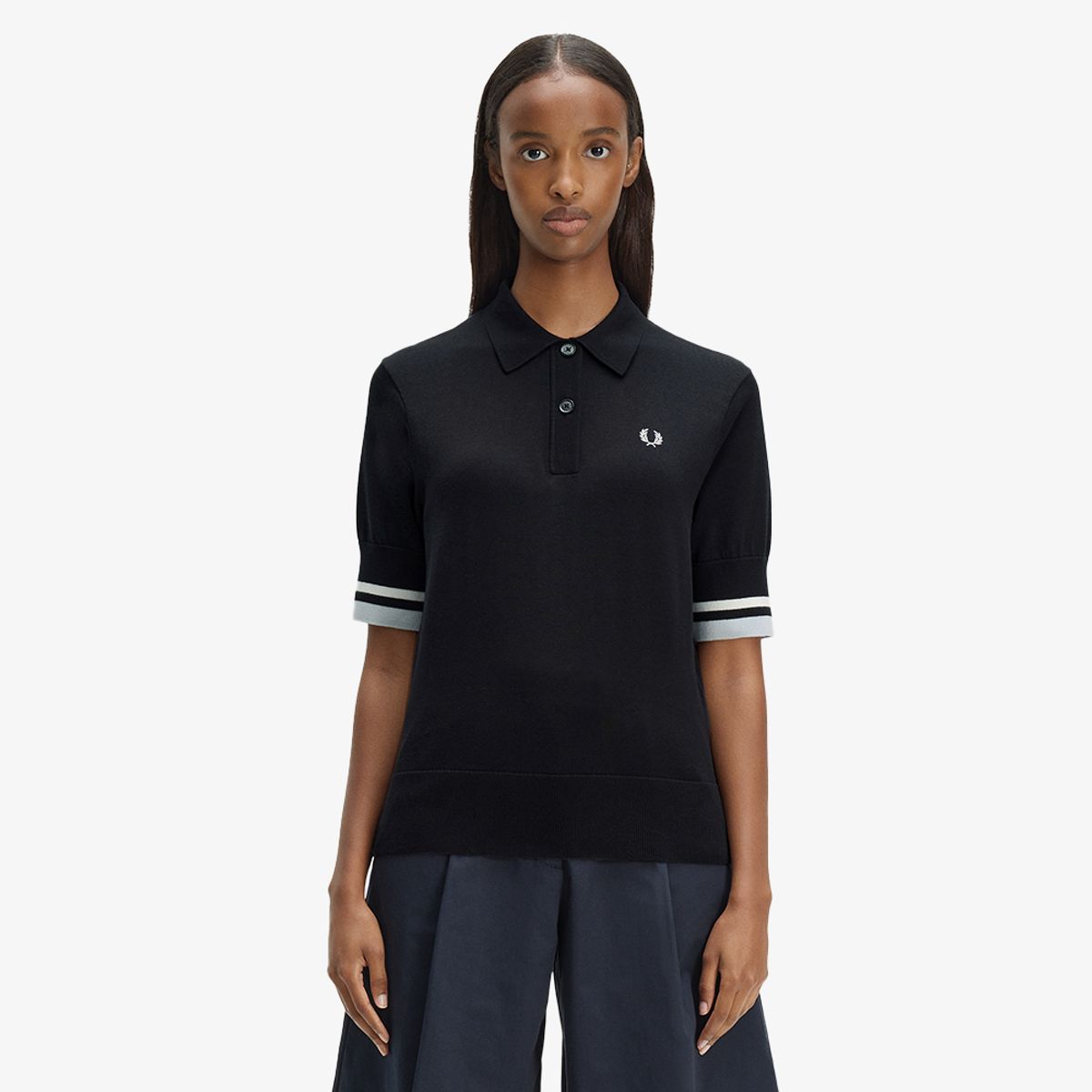 프레드페리(FRED PERRY) [Womens] 볼드 팁드 니트 셔츠 - 블랙 AFPF2612129-102