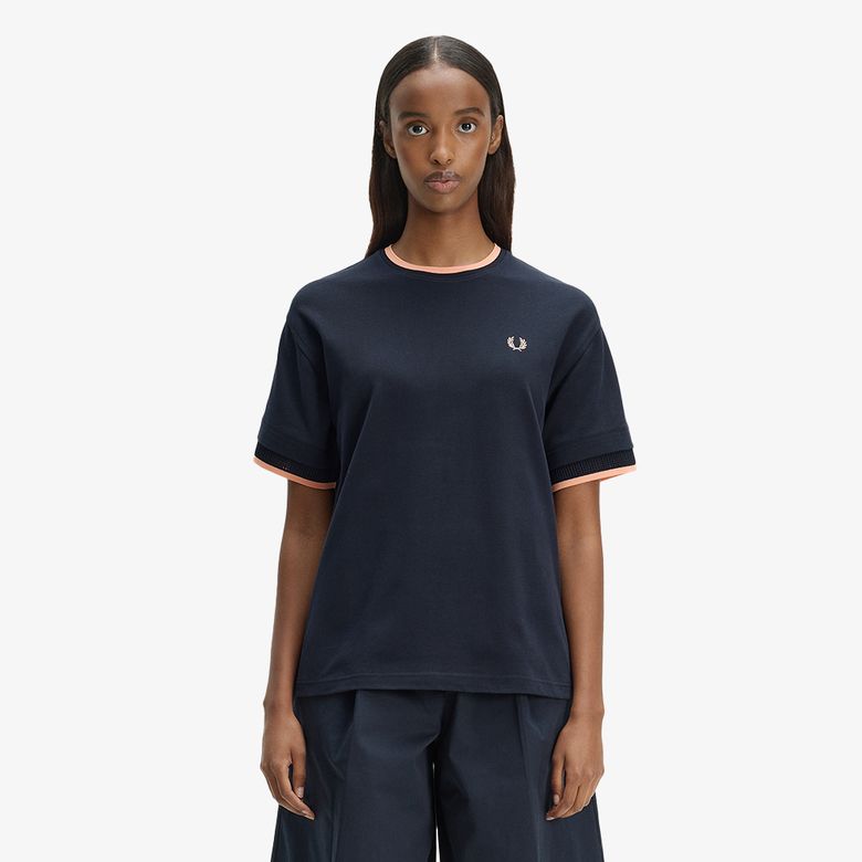 [Womens] 팁드 메쉬 피케 티셔츠 - 네이비 AFPF2612191-608