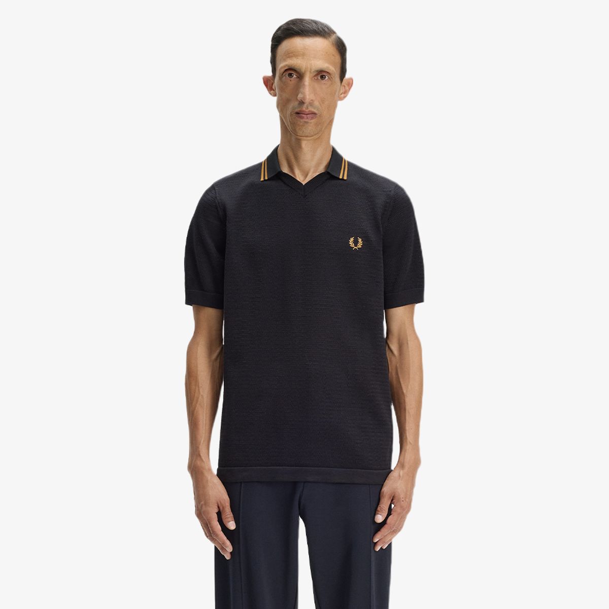 프레드페리(FRED PERRY) [Sharp] 포인텔 니트 셔츠 - 블랙 AFPM2612330-102