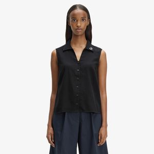 [Womens] 시어 스트라이프 슬리브리스 셔츠 - 블랙 AFPF2612186-102