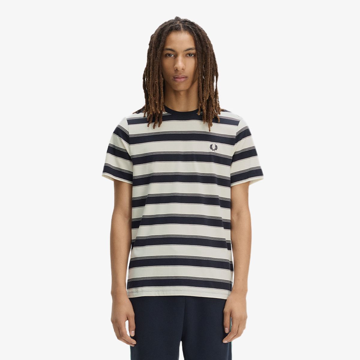 프레드페리(FRED PERRY) [Sport] 파인 스트라이프 티셔츠 - 네이비 AFPM2612409-608