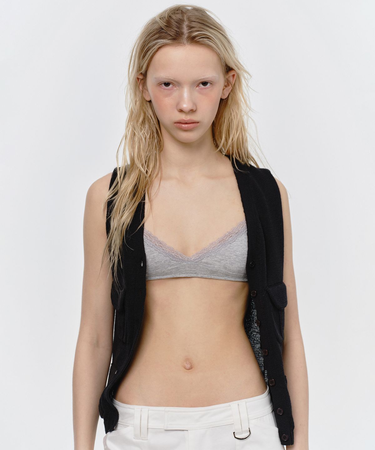썬번프로젝트(SUNBURNPROJECT) SOFT LACE BRALETTE, MELANGE GRAY