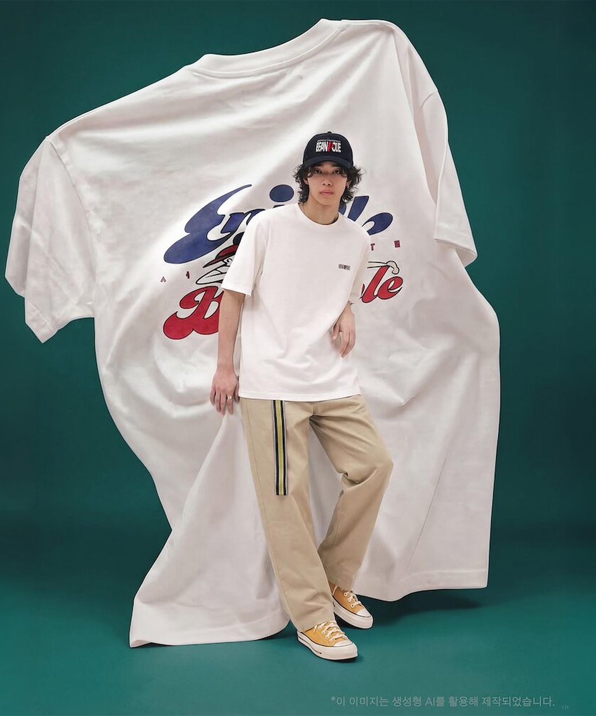 빈폴 멘(BEANPOLE MEN) PAPER PRESS X BEANPOLE 인조이 빈폴 백프린트 티셔츠 화이트