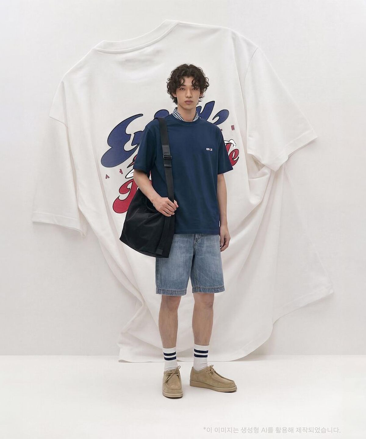 빈폴 멘(BEANPOLE MEN) PAPER PRESS X BEANPOLE 인조이 빈폴 백프린트 티셔츠  애쉬