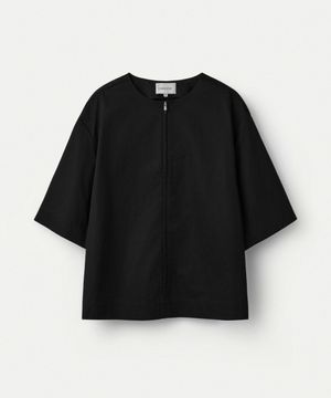 Extra Long Staple Cotton Zipper Front Pullover_Black