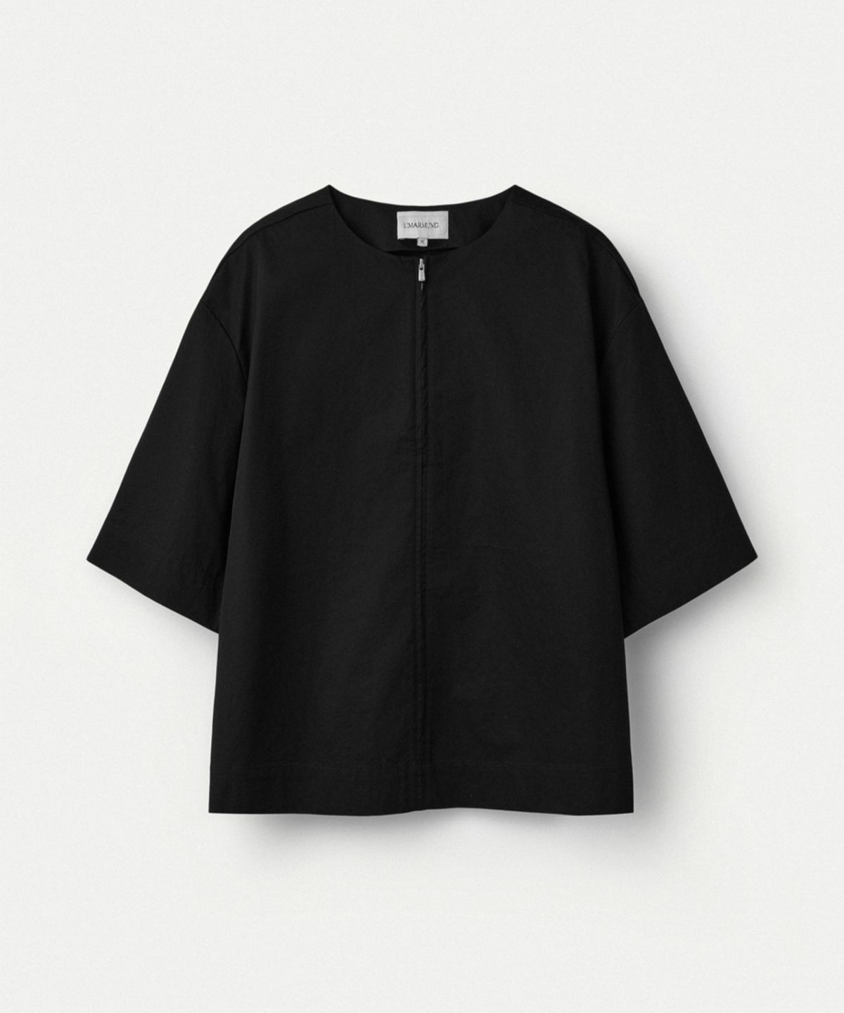우마뭉(UMARMUNG) Extra Long Staple Cotton Zipper Front Pullover_Black