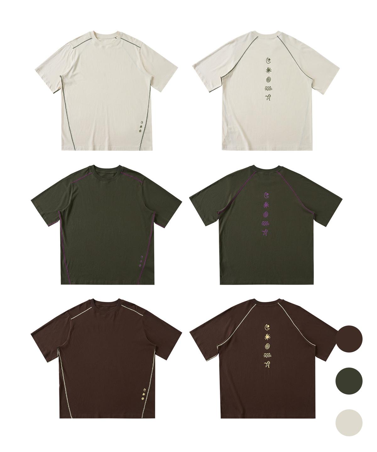 버튼서울(BUTTON SEOUL) 컬러 스티치 심볼릭 숏슬리브 (3 COLOR)