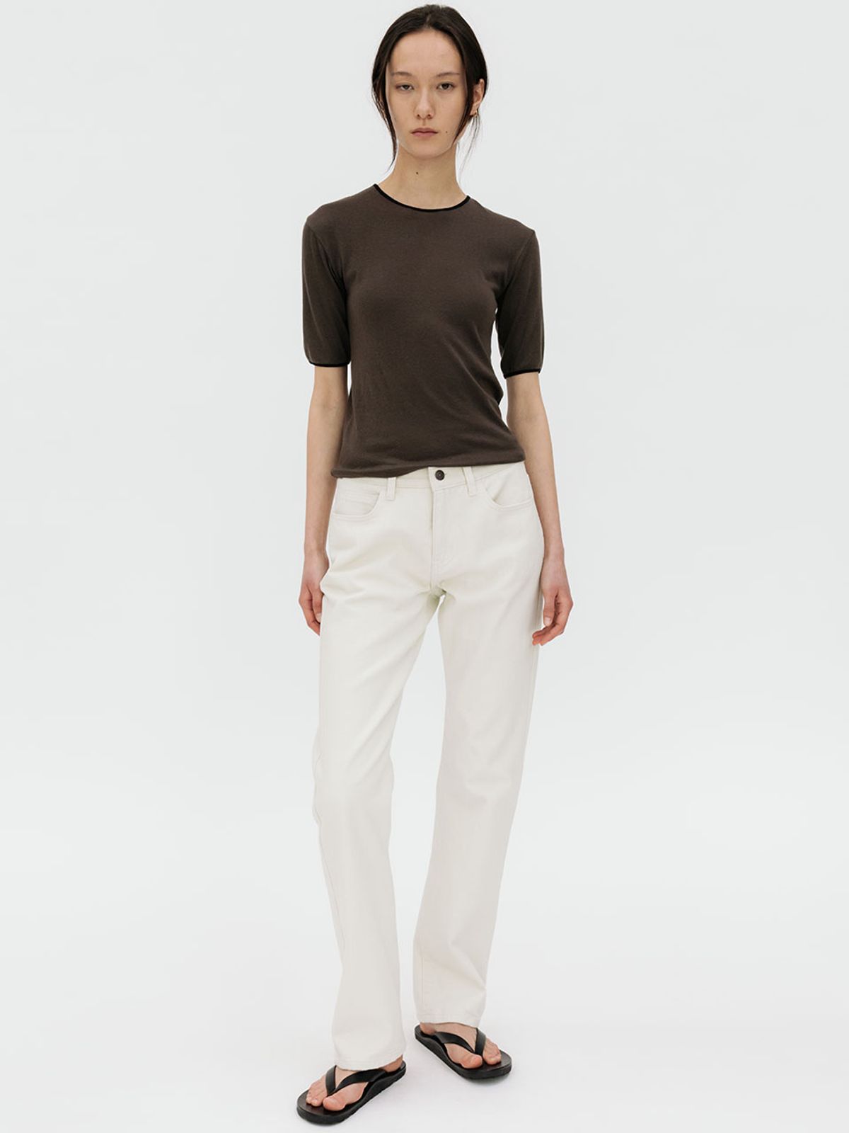 르비에르(LVIR) SLIM FIT COTTON PANTS (ECRU)