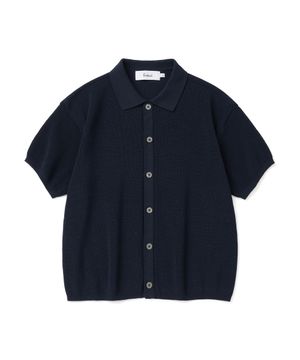 쿨에버 PK 크롭 반팔 가디건 NAVY