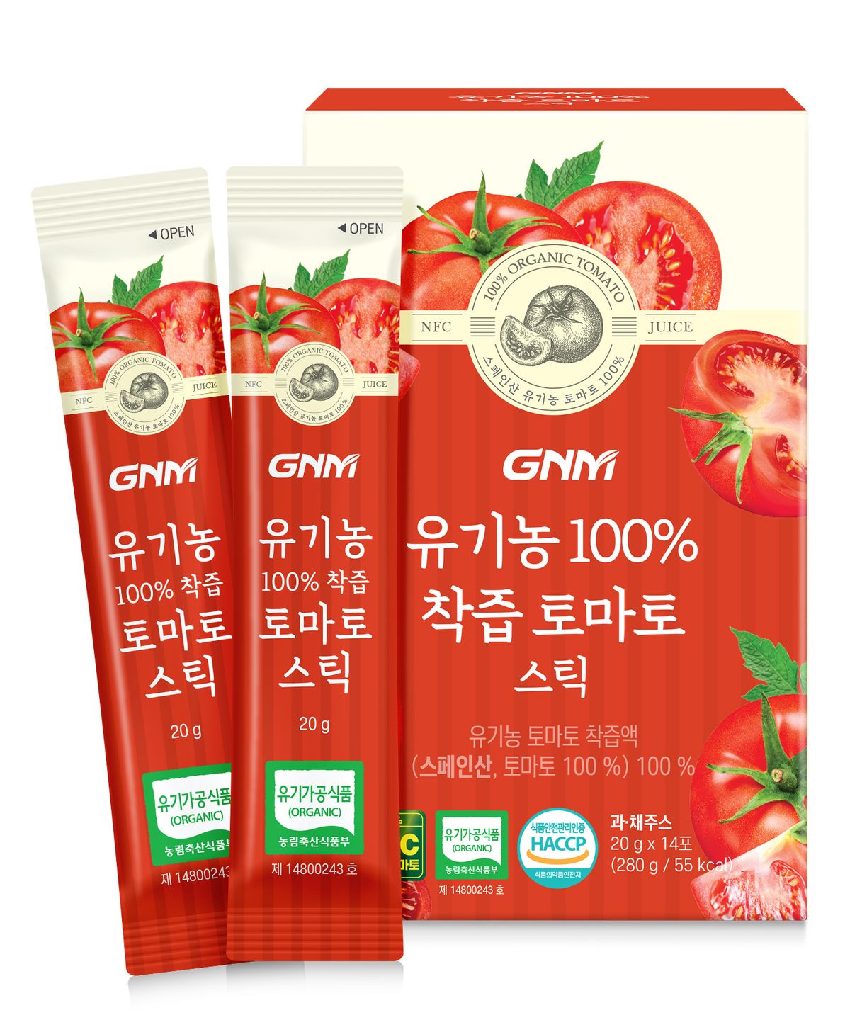 GNM자연의품격(GNMLIFE) GNM NFC 착즙 토마토 스틱 1박스(총 14포) / 토마토즙 주스