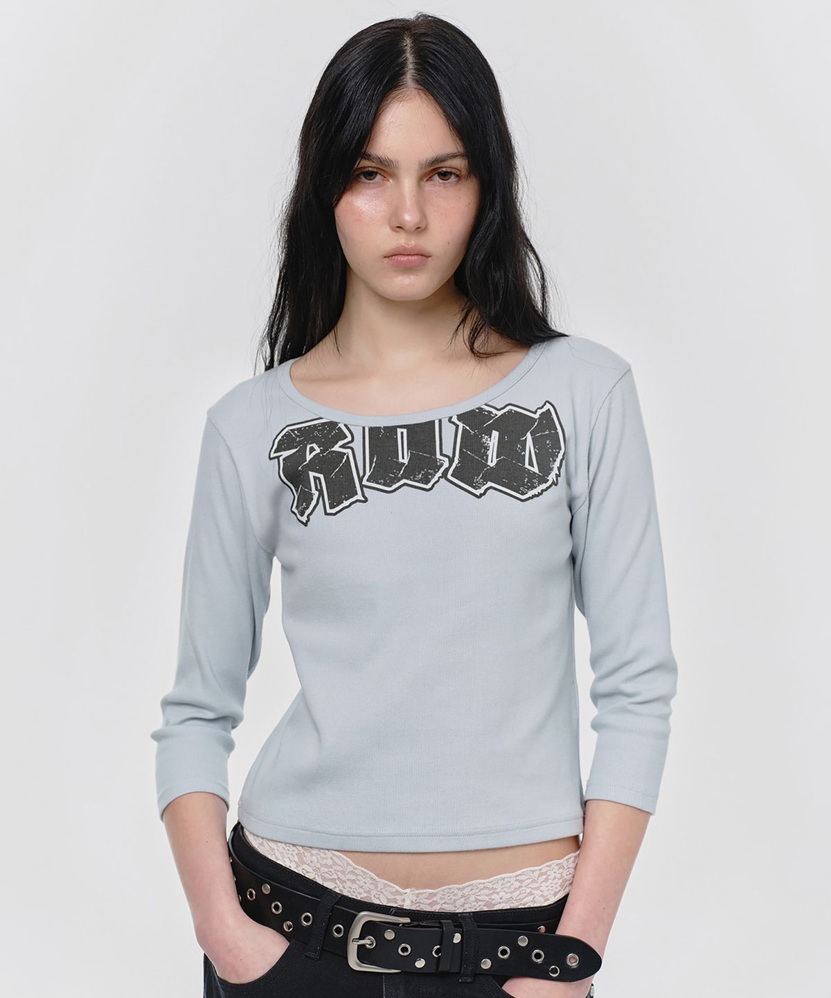 썬번프로젝트(SUNBURNPROJECT) RAW THREE-QUARTER T-SHIRT, SKY BLUE