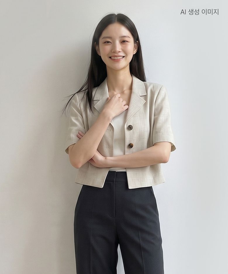 린넨라이크 크롭 반팔자켓 RMJKG25R12