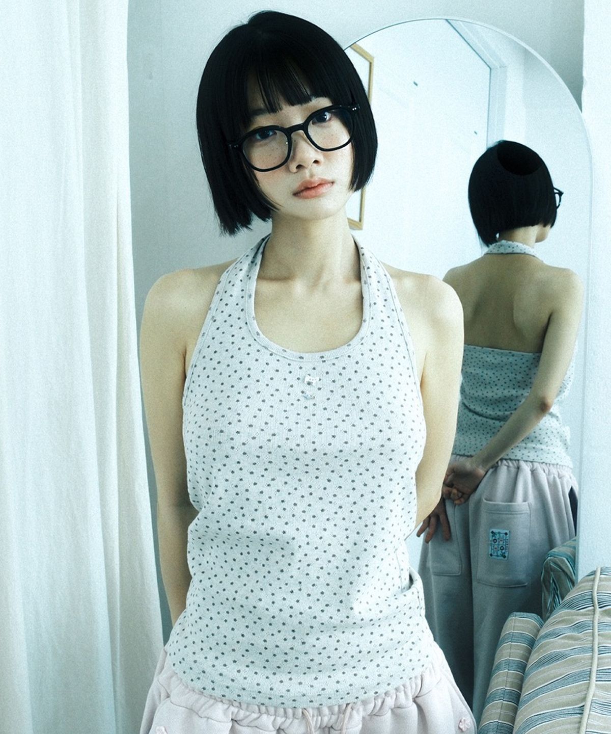 시월107(SIWEOL107) KAWAII Halter Sleeveless (Oatmeal)