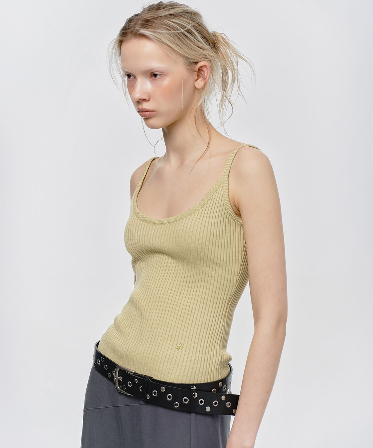 썬번프로젝트(SUNBURNPROJECT) BASIC RIB KNIT SLEEVELESS TOP, YELLOW