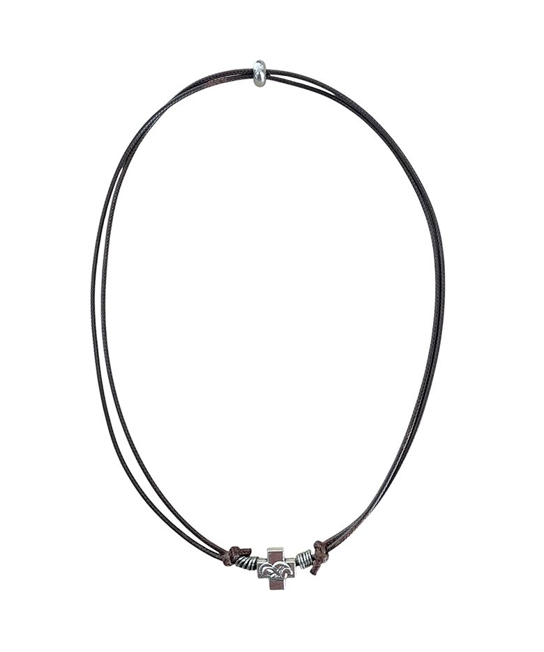 Void Cross String Necklace ((brown))