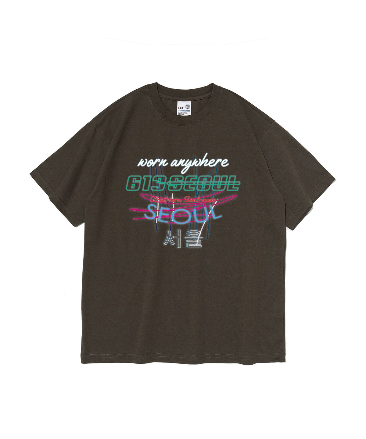 613서울(613SEOUL) (BIG) 네온사인 로고 반팔티(카키)